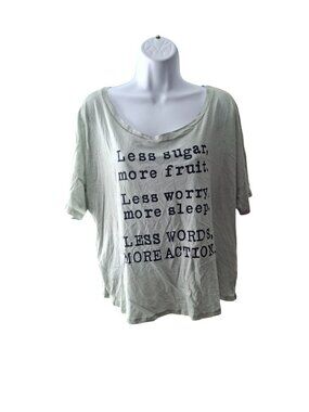 Buffalo David Bitton Womens Graphic Tee XL Less Sugar More Action Cotton Modal